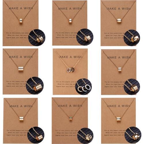 Hot Sale Simple Hollow Round Circle Pendant Charm Necklace Femme Elegant Gold Choker Necklace Wish Card Fashion Jewelry Dropship