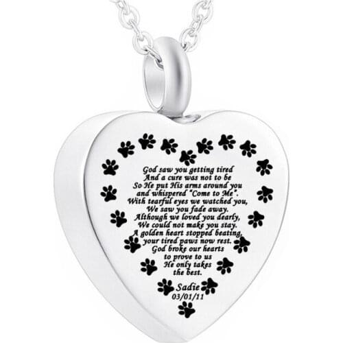 Cremation Jewelry Heart Pendant Stainless Steel Urn Necklace to Commemorate the Deceased Family/Pet