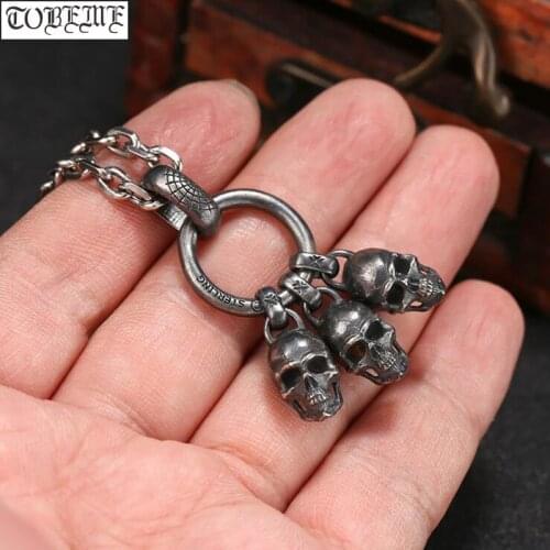100% 925 silver Skull Pendant vintage thai silver Skeleton pendant PUNK Jewelry Man Pendant