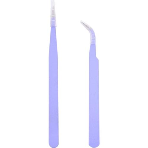 Stainless Steel Plucker Tip Clip Makeup Eyebrow Tweezers Straight + Curved Elbow Nail Art Acrylic Gel Rhinestones Picking Tools