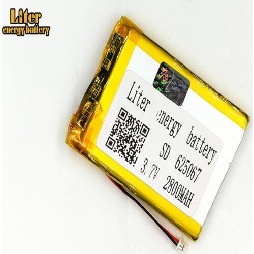 Plug 1.25-2P 625067 605065 2800mah 3.7V rechargeable li-polymer battery for e-books GPS PDA Recreational machines power bank