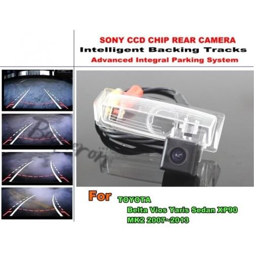 For TOYOTA Belta Vios Yaris Sedan XP90 MK2 2007~2013 Smart Tracks Chip Camera HD CCD Intelligent Dynamic Rear View Camera