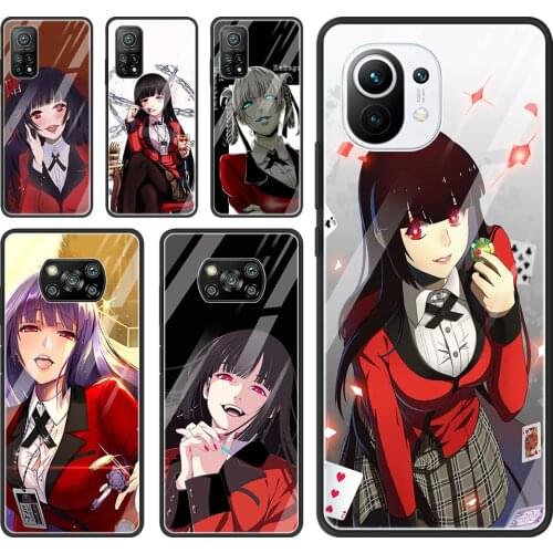 Kakegurui Glass Cover For Xiaomi 11 Ultra Note 10 10T 9 9T Poco X3 NFC X2 F2 M2 Pro Shell Back TPU Case