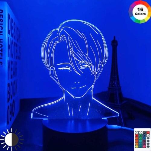 Yuri on Ice Victor Nikiforov Led Night Light for Bedroom Decor Nightlight Birthday Gift Anime 3d Lamp Victor Yuri on Ice