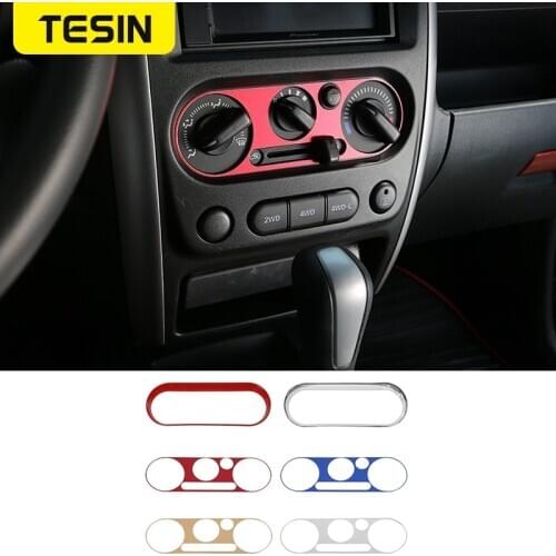 TESIN Aluminium Car Air Conditioning Switch Panel Decoration Cover Stickers for Suzuki Jimny 2007-2017 Car Accessories