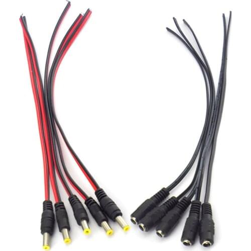 12V DC Extension Connectors Male Female jack Cable Adapter Plug Power Supply 5.5x2.1mm LED Strip Light CCTV Camera 26cm Length