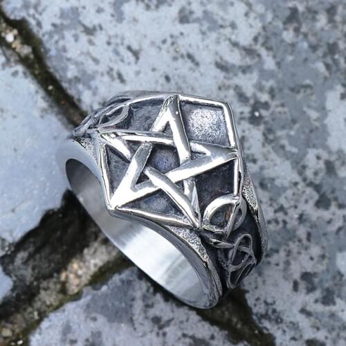 Unique Celtics knot Pentagram Ring 316L Stainless Steel Pagan Pentagram Ring Men Women Biker Fashion Jewelry Drop Shipping