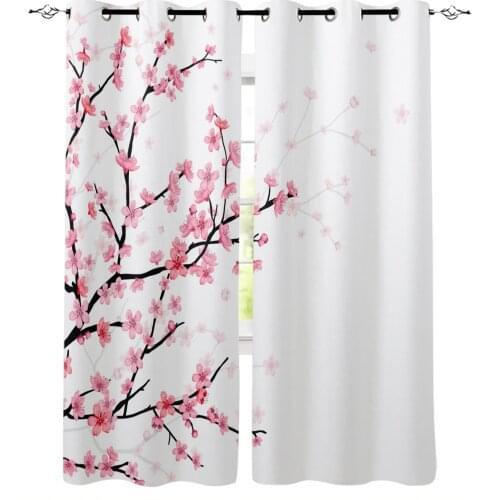 Spring Cherry Blossom Curtains For Living Room Bedroom Window Treatment Blinds Finished Drapes Kitchen Curtains