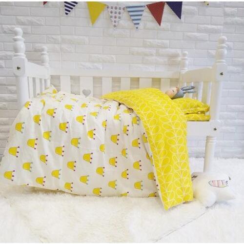 Good Quality Crown 100%Cotton Crib Bed Linen Kit Cartoon Baby Bedding Set ,Duvet/Sheet/Pillow, with filling