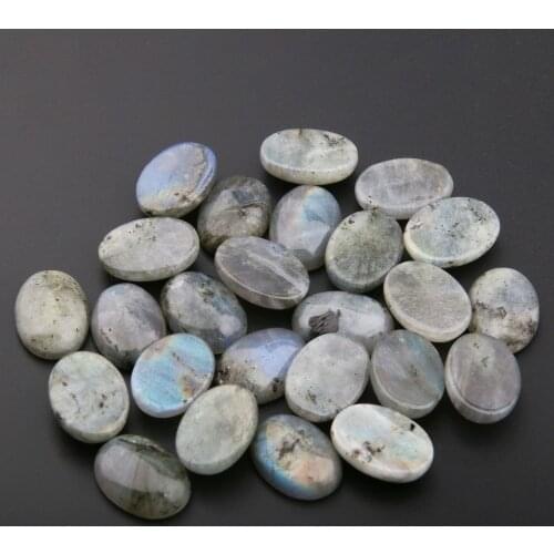 Trendy Natural Stone Elliptical Shape Beads Labradorite Cabochon No Hole Beads for Jewelry Making DIY Accessories Wholesale