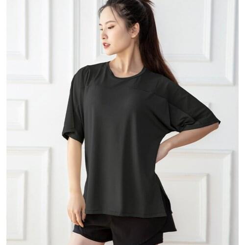 Women Yoga Top Solid Color Loose Gym Sport Shirt Breathable Sport Running Short Sleeve Work Out Fitness Training Top