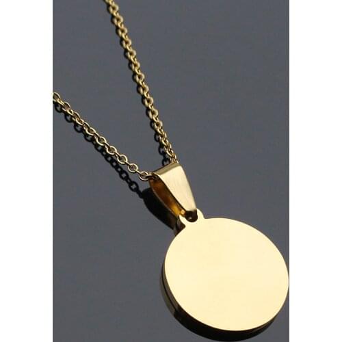 Gold Round Locket Steel Necklace