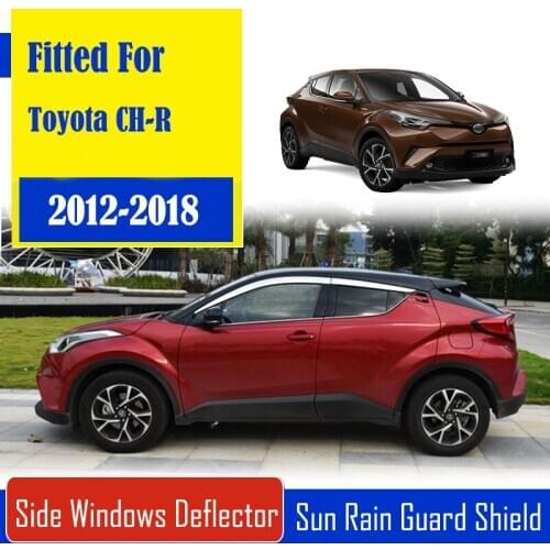 1 Set Chrome Side Vent Sun Shade Window Visors Rain Guard Deflectors For Toyota CH-R 2012-2018