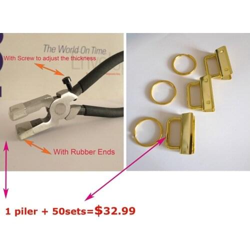 1 Plier + 50sets 1" 25mm GOLD Color Key Fob Hardware Combo Package