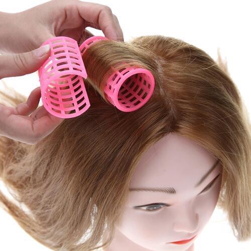 12 Pcs/Set Pink Plastic DIY Hair Styling Roller Curlers Clips Large Grip Styling Roller Curlers Hairdressing Tools Styling Home