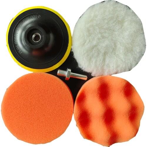 ATPRO 4-inch 5-piece car polishing pad sponge polishing machine waxing drill bit adapter to remove scratches wool wheel