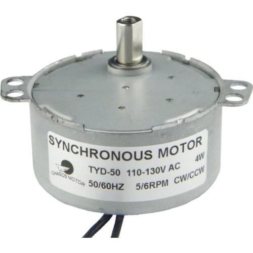 CHANCS TYD-50 Small Synchronous Gear Motor AC 110V 5-6RPM CCW Flat Shaft 11mm For School Project