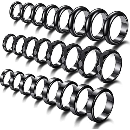 Black Natural Hematite Rings for Women Men Fashion Jewelry AAA Quality Smooth Variety Width Flat Hematite Energy Healing Rings