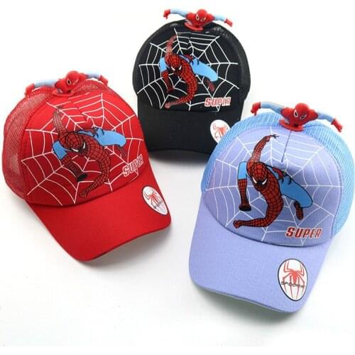 Summer Spring Cartoon Spiderman Children Cotton Baseball Cap Kids Boys Girls Hip Hop Hat Cosplay Sun Hat Baby Photography Props