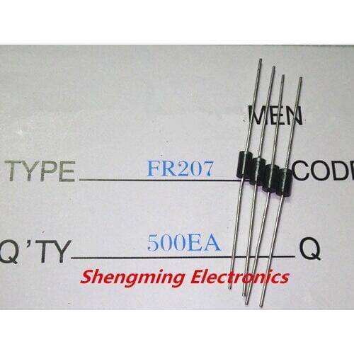 500PCS FR207 2A 1000V Fast recovery diode