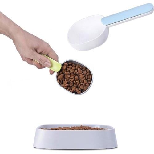 Pet Cat Dog Food Shovel Spoon Multifunction With Sealing Bag Clip Storage Thicken Feeding Scoop Tool Pet Supplies Feeder