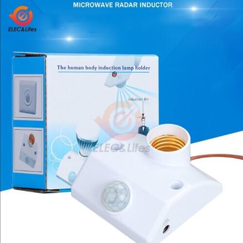 Human Body Induction E27 Base Holder For LED Light Lamp Automatic Body Infrared IR Sensor PIR Motion Detector Adjustable Time