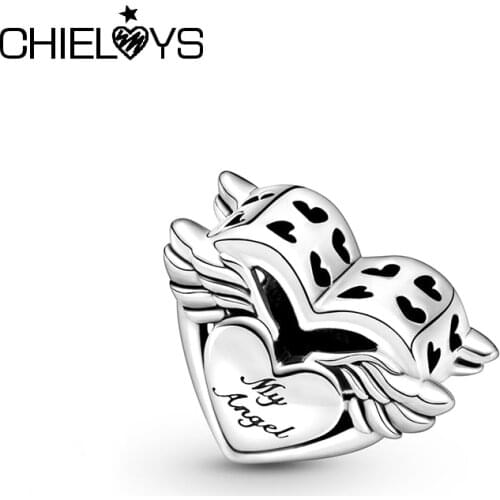 2Pcs/Lot 2021 Mothers Day Classic Silver Plated Beads Angel Wings & Mom Charms Fit Original Brand Bracelets Women DIY Jewelry