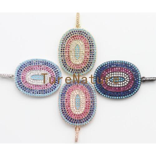Colorful Crystal Quartz Beaded Pave Pendants Oval Shape Copper Metal Charms Layer Oval Pendant In 22.6*38.1 mm PM4896