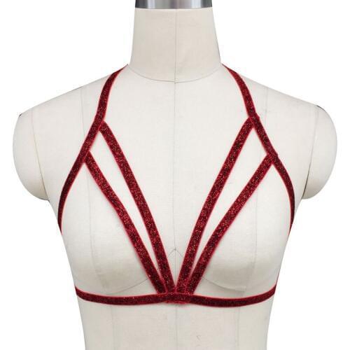 Hot black harness cage pastel goth harness bra sexy lingerie body harness Handmade Harajuku pole dance adult harness bra