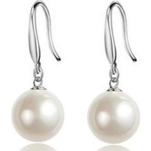 Top Fashion Jewelry Wholesale 925 Sterling Silver Earring Long Wedding Pearl Pendant Earrings Brand For Women Free Shipping