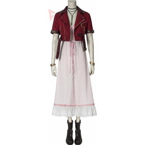 Game Final Fantasy VII Cosplay Aerith Gainsborough Costume Fancy Dress Boots Halloween Set For Women Carnival Adult