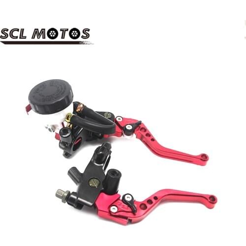 SCL MOTOS New Motorcycle 7/8" 22mm Red Brake Clutch Levers Master Cylinder Reservoir Handle Lever For Honda Kawasaki Yamaha