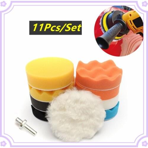 11Pcs/Set 4inch/100mm Buffing Pad Polishing Pad Kit For Car Polisher Pads M10 Drill Adapter Thread Abrasive Tools