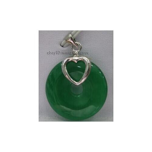Charming!25mm Natural Green Jade Round pendant necklace