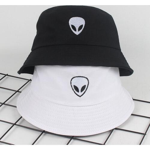 2018 Black White Solid Alien Bucket Hat Unisex Men Women Summer Panama Cap Beach Sun Fishing Hat