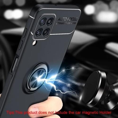 Shockproof Case For Samsung M32 M12 M02S F12 F52 F02S Soft Silicone Metal Ring Stand Phone back cover for Galaxy A22 4G coque