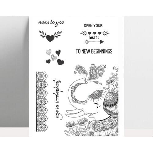 Heart Elephant Fence Transparent Silicone Stamp For DIY Scrapbooking/Photo Album Decorative Card Making Clear Stamps Supplies