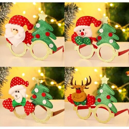 Christmas Glasses Photo Props Snowman Santa Claus Xmas Tree Elk Glasses Merry Christmas Gifts Kids Favor Joyeux Noel Decor DS29