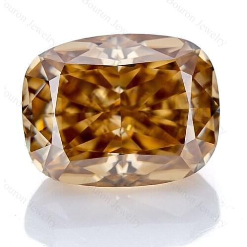 Champagne Color Moissanite Synthetic Crushed Ice Enlonged Cushion Loose Gemstone VVS1 Factory Top Quality GRA Jewelry Making RTS