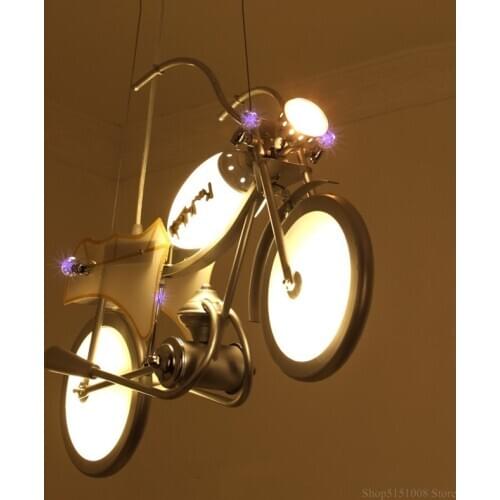 Modern LED Motorcycle Pendant Lamps Creative Boy Room Deco Bedroom Bar Decor Lamps Children Room Cartoon Hanging Lights Fixtures