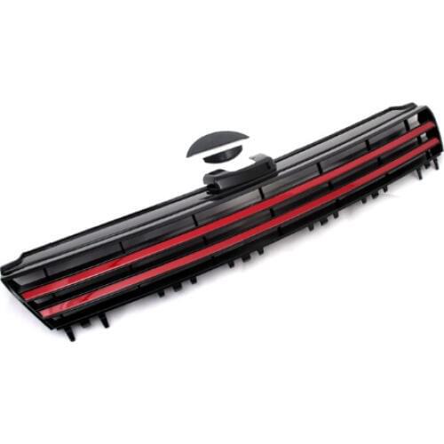 Styling Double Red Line Badgeless Gloss Black Front Center Grille New for Volkswagen Golf MK7 Durable