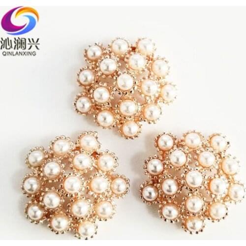 20mm 5pcs/pack Super beauty pentagon shape Alloy + imitation pearls sew on stones for Diy/jewelry accessories