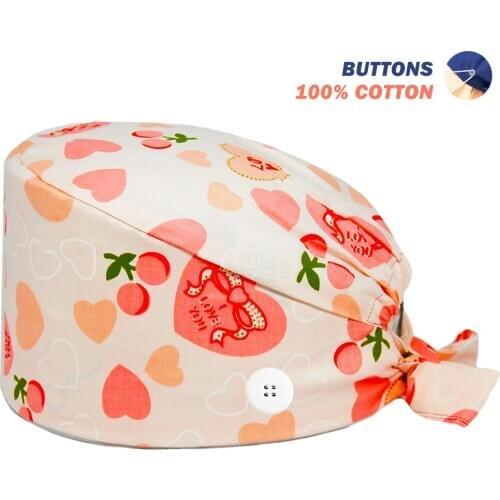 Unisex Surgicals Hat Bear Printing Adjustable Working Nursing Hats Beauty Salon Dentist Lab Nurse Accessories Worker Scrubs Caps