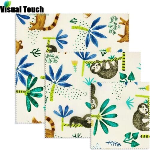Visual Touch Palm Reusable Beeswax Cloth Wrap Food Fresh Bag Lid Cover Stretch Lid Jungle Party Bees Wax Wrap