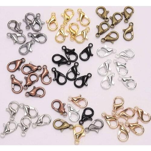 50Pcs/Lot 5x10 6x12 7x14mm Gold Color Lobster Clasp Hooks Connector for DIY Necklace Bracelet Chain Jewelry Making Findings