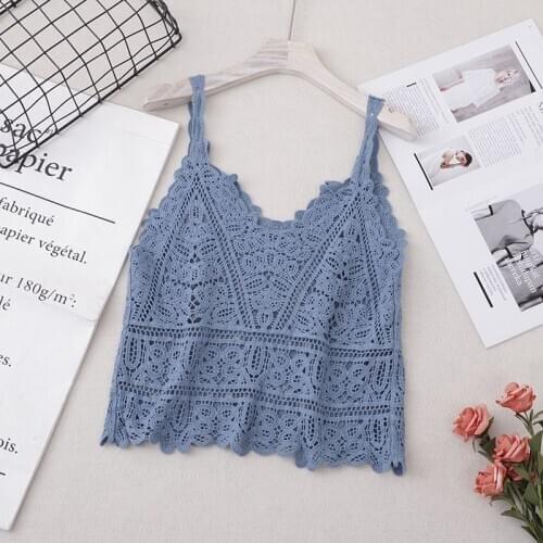 Women\s Fashion Sexy Jacket Crochet Cutout Top Lace Small Suspender Knit Vest 2020