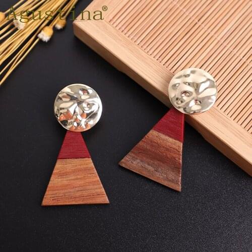 Wood Acrylic Earrings Women Drop Earring red Jewelry 2019 Fashion punk geometric Earring Korean minimalist accessories Statement