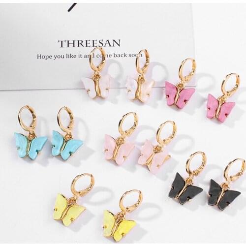 2021 Bohemia Small Fresh Sweet Colorful Earrings New Korean Color Acrylic Girl Earrings Womens Pendant Jewelry Wholesale