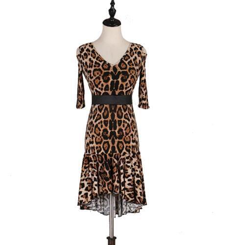 New Female Dancer Latin Dance Leopard Print Dress Adult Performance Costumes Suitable For Rumba / Cha Cha / Samba Dance DQL232