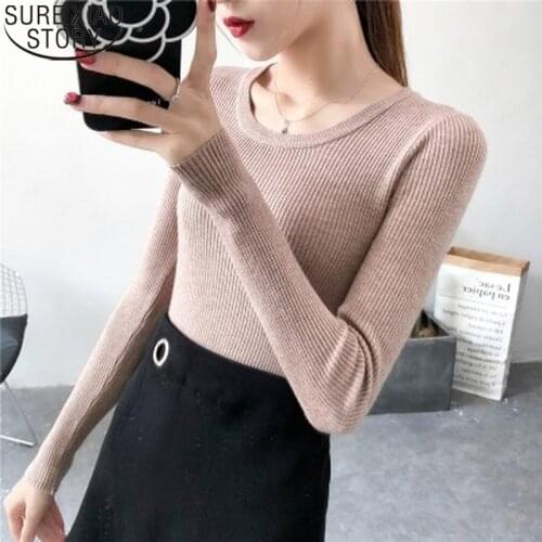 Women Bottoming Sweater Solid 12 Colors Knitwear Autumn and Winter Fashion Korean Skinny Long Sleeve Pullover Sweater 10817